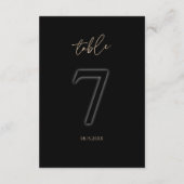 Moderne Schwarze Goldene Tischnummer 7 Minimalisti (Rückseite)