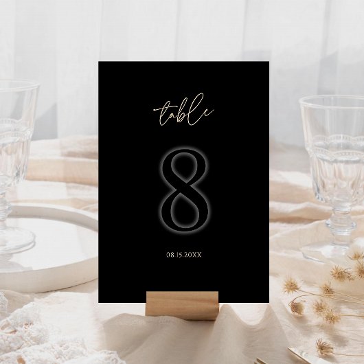 Moderne Schwarze Goldene Tischnummer 8 Minimalisti