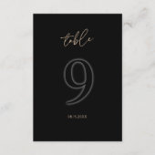 Moderne Schwarze Goldene Tischnummer 9 Minimalisti (Vorderseite)