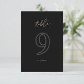 Moderne Schwarze Goldene Tischnummer 9 Minimalisti (Stehend Vorderseite)