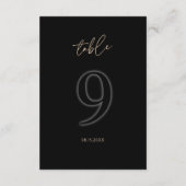 Moderne Schwarze Goldene Tischnummer 9 Minimalisti (Rückseite)