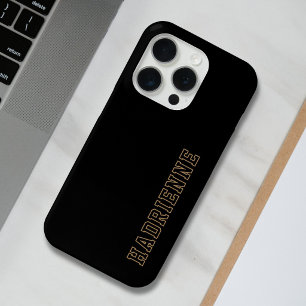 Moderne schwarze goldene weiße Monogramm-Umrandung Case-Mate iPhone Hülle