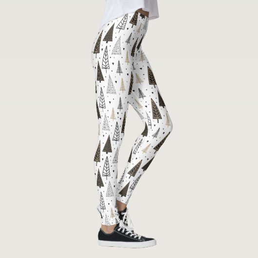 Moderne schwarze Goldhand gezeichnete Leggings (Rechts)