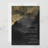 Moderne Schwarze Goldhochzeit Einladung (Vorderseite)