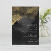 Moderne Schwarze Goldhochzeit Einladung (Stehend Vorderseite)