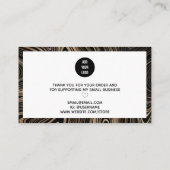 Moderne schwarze Goldmarmor-Schrift Danke Visitenkarte (Rückseite)