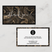 Moderne schwarze Goldmarmor-Schrift Danke Visitenkarte (Vorne/Hinten)