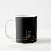 Moderne schwarze Goldpunkt-Logo-Marke Kaffeetasse (Links)