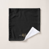Moderne schwarze Goldschrift-Monogramm Badhandtuch Set (Waschlappen)