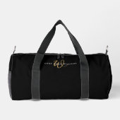 Moderne schwarze Goldschrift-Monogramm Duffle Bag (Rückseite)