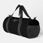 Moderne schwarze Goldschrift-Monogramm Duffle Bag (Rechte Ecke)