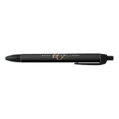 Moderne schwarze Goldschrift-Monogramm Kugelschreiber (Unterseite)