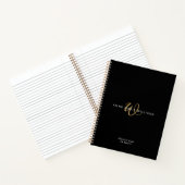 Moderne schwarze Goldschrift-Monogramm Notizblock (Innenseite)