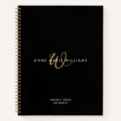 Moderne schwarze Goldschrift-Monogramm Notizblock (Vorderseite)
