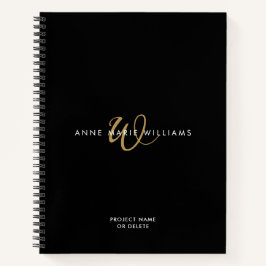 Moderne schwarze Goldschrift-Monogramm Notizblock