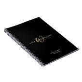 Moderne schwarze Goldschrift-Monogramm Notizblock (Rechte Seite)