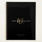 Moderne schwarze Goldschrift-Monogramm Planer (Vorderseite)