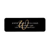 Moderne schwarze Goldschrift-Monogramm-Rücksendead (Vorne)