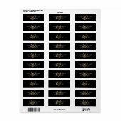 Moderne schwarze Goldschrift-Monogramm-Rücksendead (Vorne)
