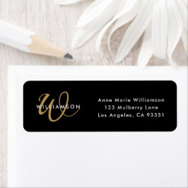 Moderne schwarze Goldschrift Monogramm-Rücksendead