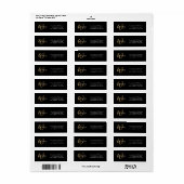 Moderne schwarze Goldschrift Monogramm-Rücksendead (Vorne)