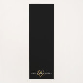 Moderne schwarze Goldschrift-Monogramm Yogamatte (Vorderseite)