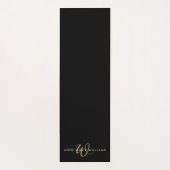 Moderne schwarze Goldschrift-Monogramm Yogamatte (Rückseite)