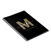 Moderne schwarze Goldschrift Namensinitialen Monog Notizblock (Rechte Seite)