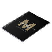 Moderne schwarze Goldschrift Namensinitialen Monog Notizblock (Linke Seite)