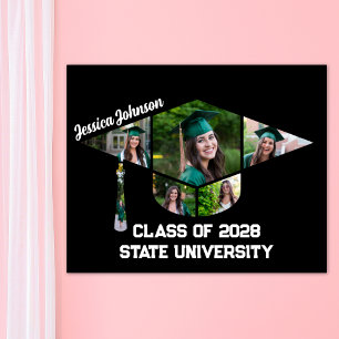 Moderne schwarze Graduierungstafel Form FotoCollag Poster