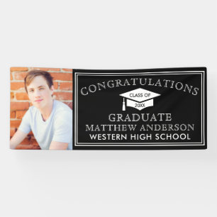 Moderne schwarze Gratulations-Abschlussfoto Banner