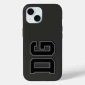Moderne schwarze graue Monogramm-Initialen Case-Mate iPhone Hülle (Rückseite)