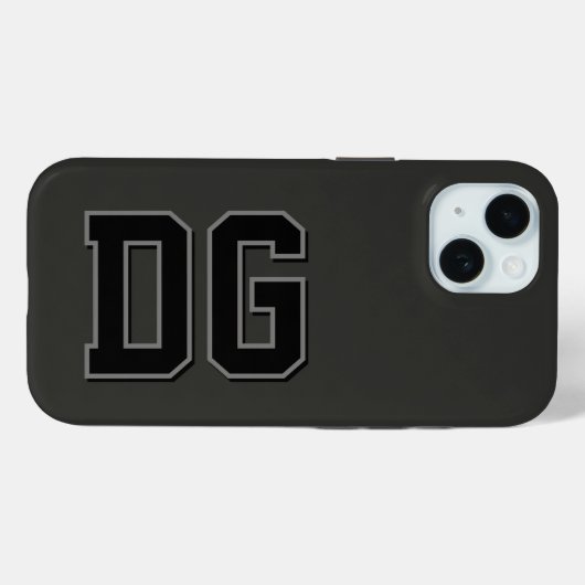 Moderne schwarze graue Monogramm-Initialen Case-Mate iPhone Hülle (Rückseite (Horizontal))