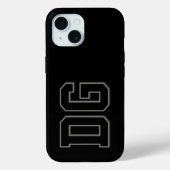 Moderne schwarze graue Monogramm-Initialen Case-Mate iPhone Hülle (Rückseite)