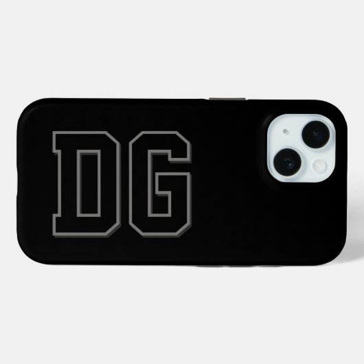 Moderne schwarze graue Monogramm-Initialen Case-Mate iPhone Hülle (Rückseite (Horizontal))