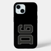 Moderne schwarze graue Monogramm-Initialen Case-Mate iPhone Hülle (Rückseite)