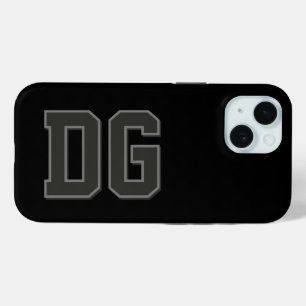 Moderne schwarze graue Monogramm-Initialen Case-Mate iPhone Hülle