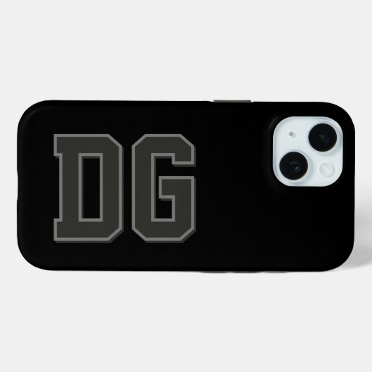 Moderne schwarze graue Monogramm-Initialen Case-Mate iPhone Hülle (Rückseite (Horizontal))