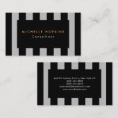 Moderne schwarze graue Streifen Beruflich Chic Visitenkarte (Vorne/Hinten)