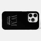 Moderne schwarze graue weiße Monogramm Name Case-Mate iPhone Hülle (Rückseite (Horizontal))