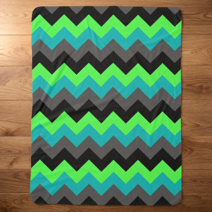 Moderne schwarze grüne Chevron große Sherpa-Decke Sherpadecke