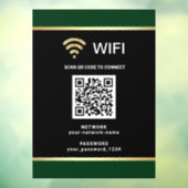 Moderne schwarze grüne QR-Code-Wifi-Netzwerk-Passw Fensteraufkleber (Blatt 3)