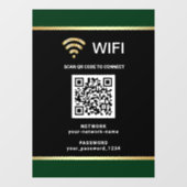 Moderne schwarze grüne QR-Code-Wifi-Netzwerk-Passw Fensteraufkleber (Blatt)