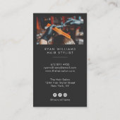 Moderne schwarze Haar Stylistin Salonschere minima Visitenkarte (Rückseite)