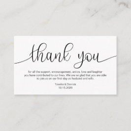 Moderne schwarze Hand Lettered, Wedding Danke Begleitkarte
