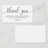 Moderne schwarze Hand Lettered, Wedding Danke Begleitkarte (Vorne/Hinten)