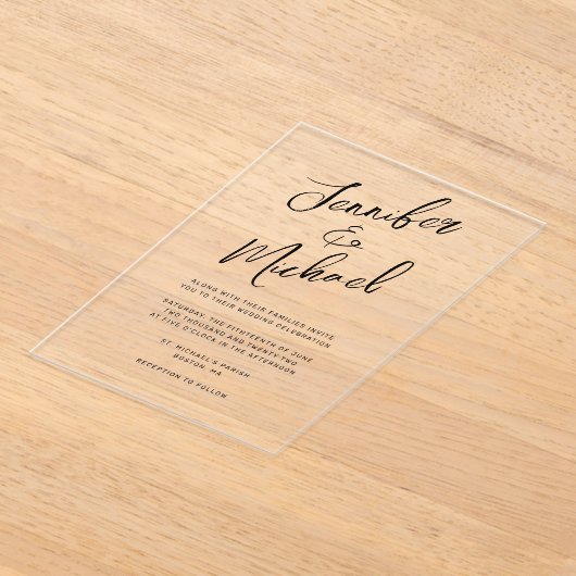 Moderne Schwarze Hand-Schriftzeichen Acryleinladungen (Ablage )