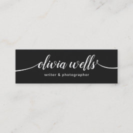 Moderne schwarze handgeschriebene Script-Kalligraf Mini Visitenkarte