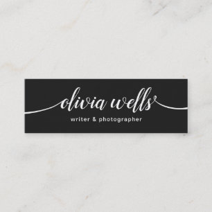 Moderne schwarze handgeschriebene Script-Kalligraf Mini Visitenkarte