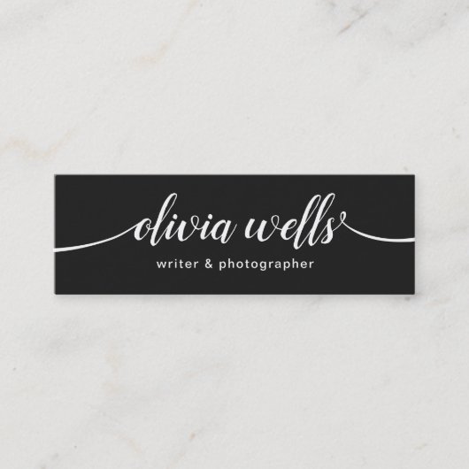Moderne schwarze handgeschriebene Script-Kalligraf Mini Visitenkarte (Vorderseite)